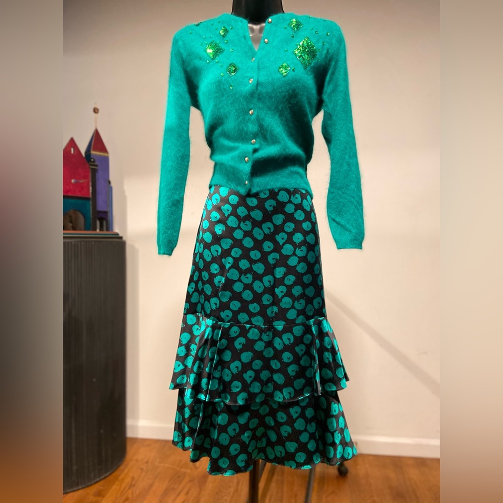 Women's 2- piece Angora Cashmere Cardigan & Skirt Set